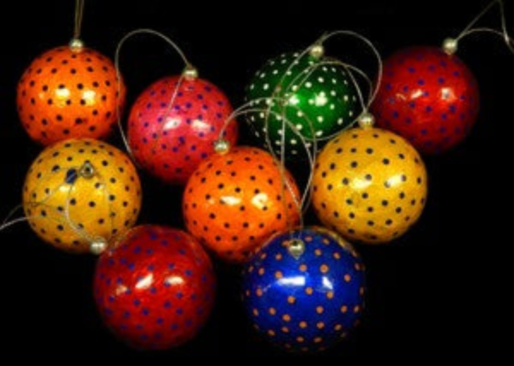 Capiz Polka Dot Hand Crafted Ornament Assorted Color Balls measuring  2"   Sold Each  61326