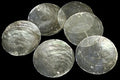 Four Hand Carved Capiz Shells Round 2"  With One Drilled Hole      92826