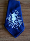 Napkin Linen Dark Blue Linen Napkin Hand Sewn Seahorse design 103 18x18"    60526