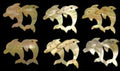Double Golden Dolphins Carved with Drilled Hole from Goldlip Oyster MOP measuring 1" Sold Each  60826