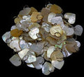 Mother of Pearl Goldlip Oysters Cut into Hearts with a Drilled Hole & Ring measuring 1/2"  Sold Each  60826