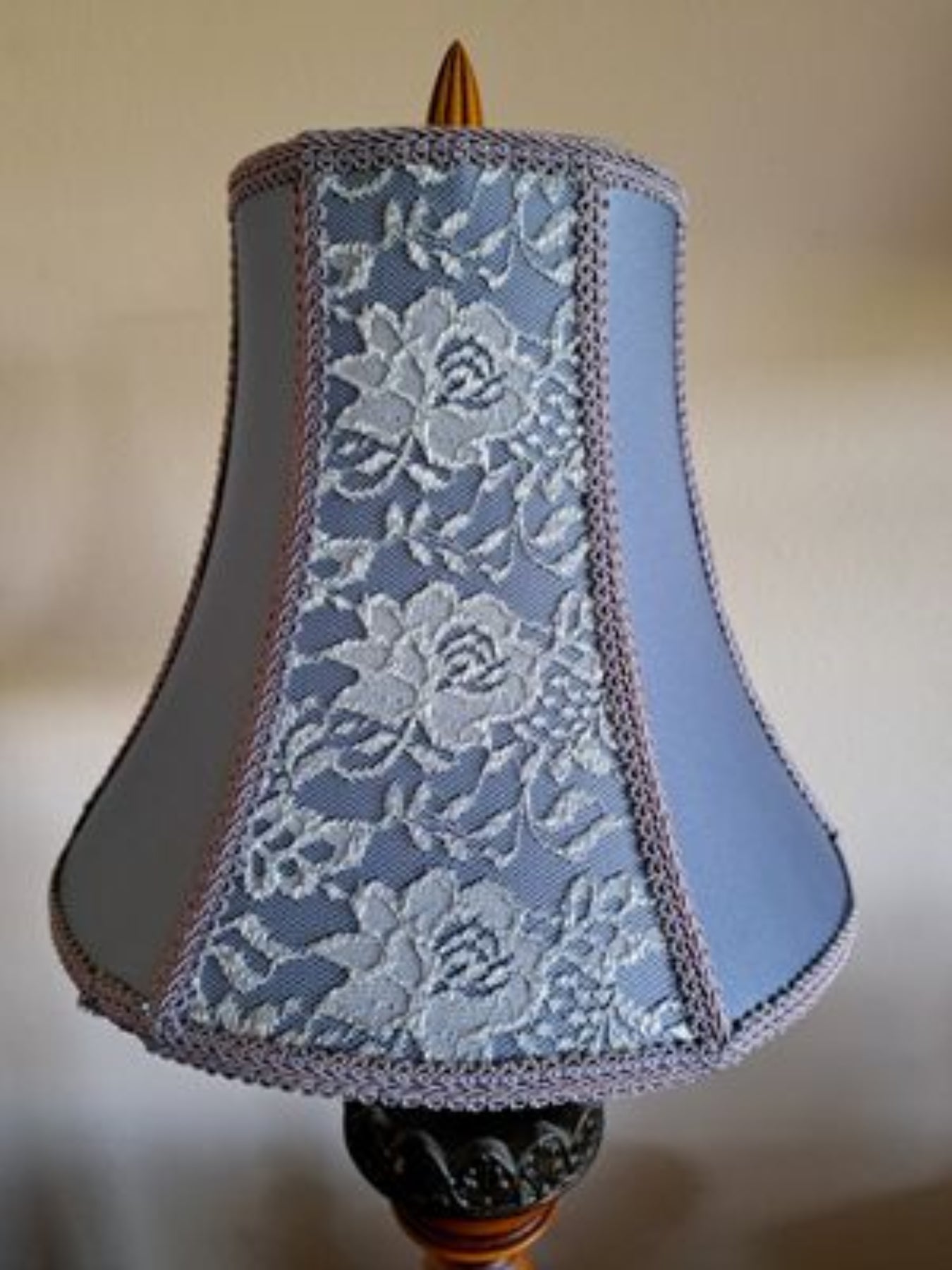 Lampshade 6x12x10" Slate Blue Bell Style Lace Over-lay     80626