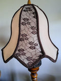 Fabric with Lace design Hand Sewn Lamp Shade 4x14x12" Tan & Brown   80526