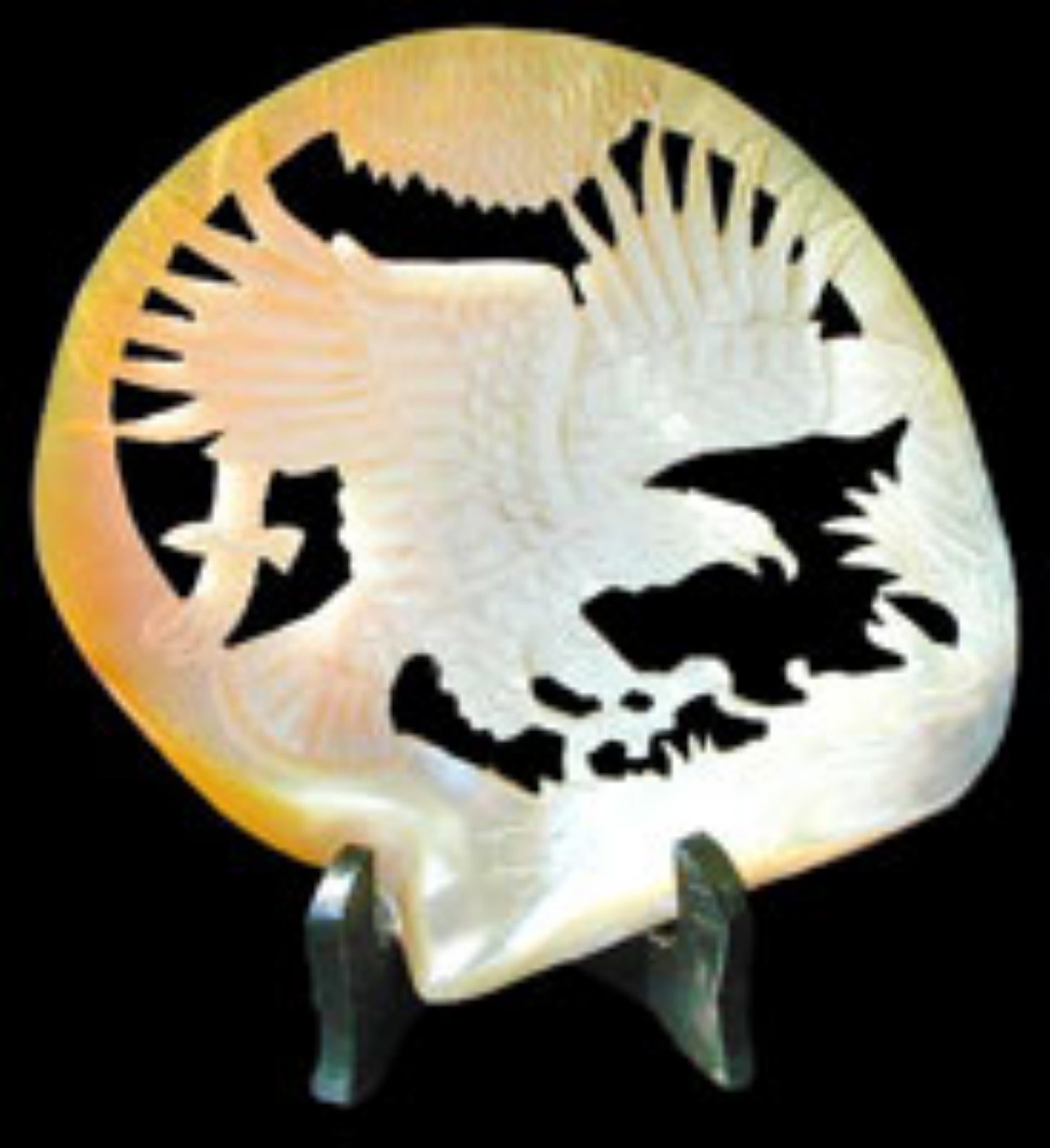 Golden Eagle Carved From Gold Lip Oysters measuring 6 to 8" Sold Each      60426