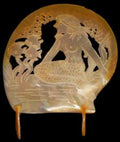 Golden Mermaid2 Carved From Gold Lip Oyster Shells measuring  6 to 8"  Sold Each  60426