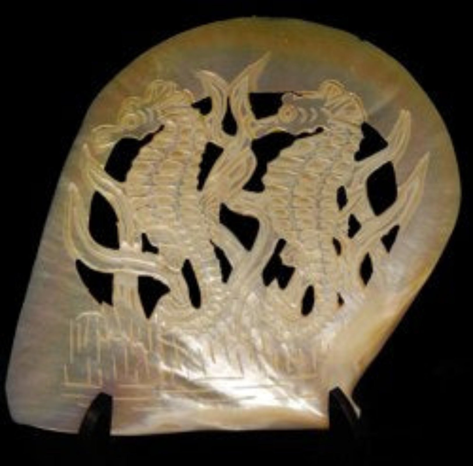 Carved MOP Gold Lip Sea Horses measuring 6 to 8"       60426