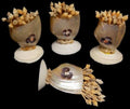 Polished Oyster Shell Container with Toothpicks measuring approximately 5" Sold Each   61226