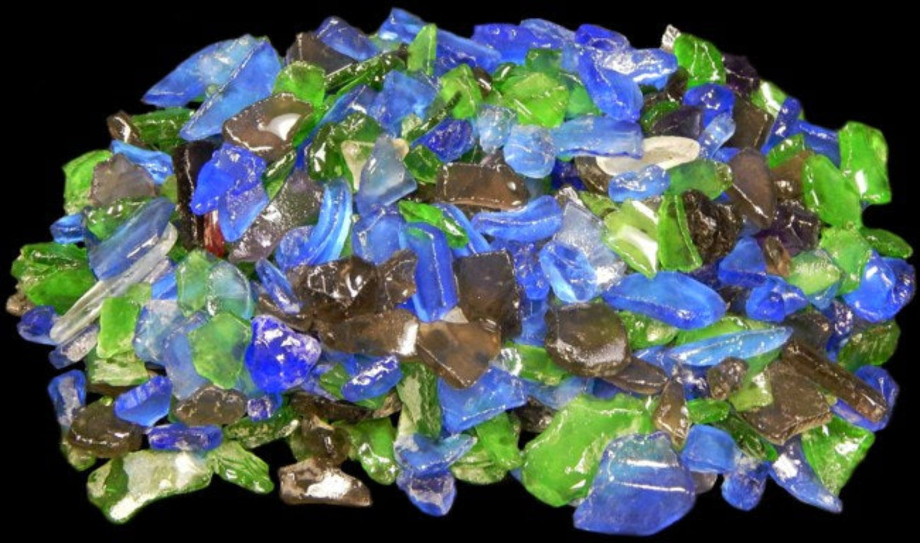 Dark Mix Sea Glass measuring 1/4 to 2.5"  Sold y the 1/4 LBS   50826