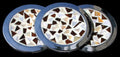 Silver Coaster with inlay bamboo, coral and Nautilus shell pieces measuring 3 1/2"  Sold Each   42326