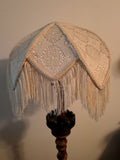 Victorian Lampshade 3x10x14" Lite Cream -lace panels & fringe  Sold Each   80626