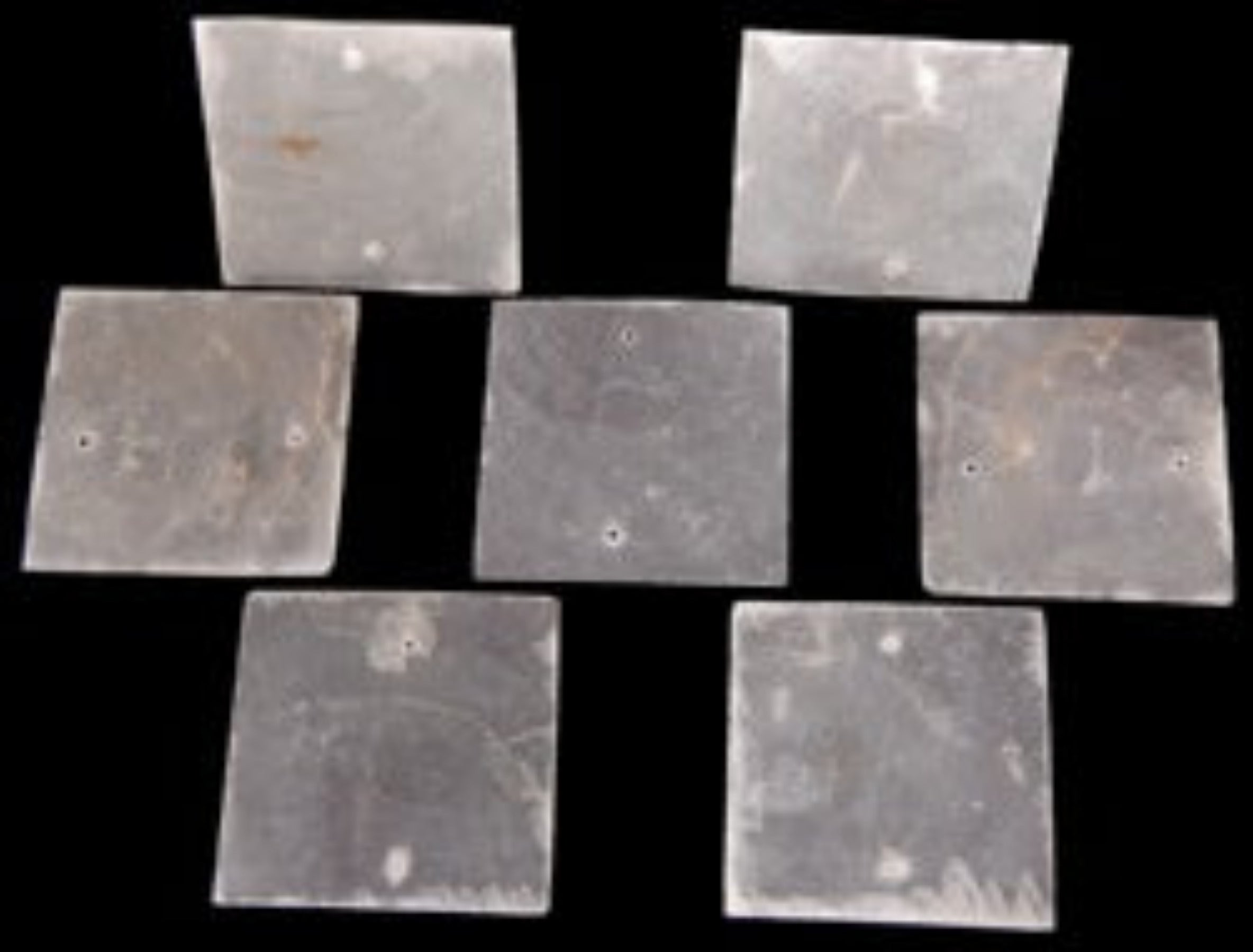 Capiz shells 2x2" hand carved squares & 2 drilled Holes  Sold each    22626