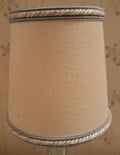 Lampshade Clipon 3x4x4" Biege, Blue/Pink Braided Trim  80326