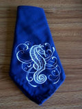 Hand Sewn Seahorse onto Dark Blue Lenin Napkins measuring 18x18" Sold Each   60526
