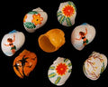 Hand Painted Assorted Tropical Scene Shells measuring 1 to 2" Shells Sold Each    40726